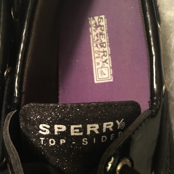 GUC Sperry Top-siders Black Glitter and White 8M - Picture 3 of 7